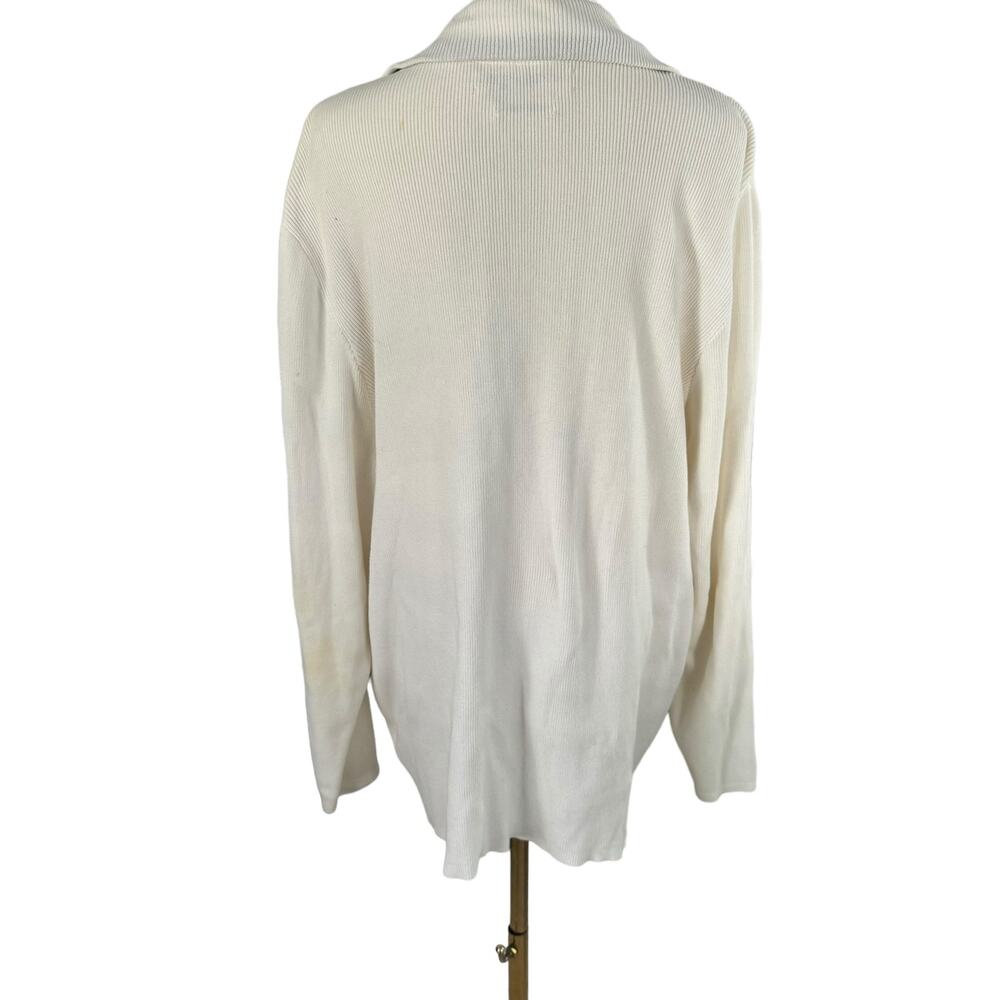 Tommy Hilfiger Vintage Zip-Up Sweater Jacket White Preppy Casual Rib Knit 2XL - Picture 11 of 16